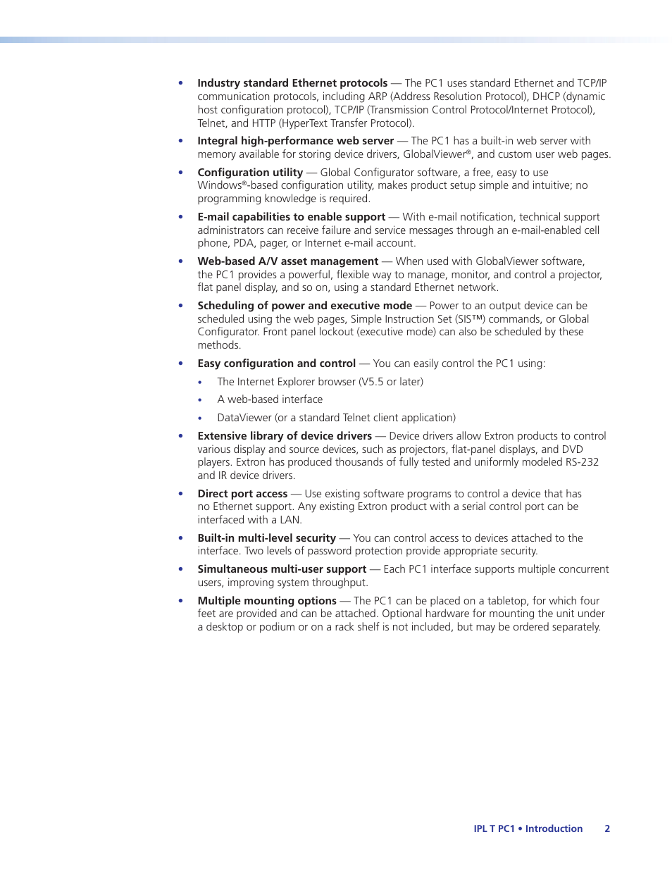 Extron Electronics IPL T PC1i User Guide User Manual | Page 8 / 78