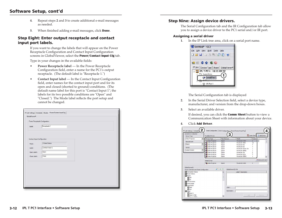 Step nine: assign device drivers, Assigning a serial driver, Assigning a serial driver -13 | Software setup, cont’d | Extron Electronics IPL T PC1i Setup Guide User Manual | Page 18 / 27