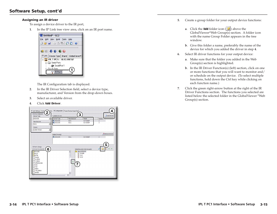 Assigning an ir driver, Assigning an ir driver -14, Software setup, cont’d | Extron Electronics IPL T PC1i Setup Guide User Manual | Page 19 / 27