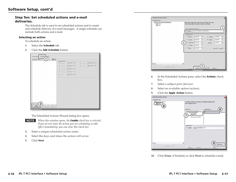 Selecting an action, Selecting an action -16, Software setup, cont’d | Extron Electronics IPL T PC1i Setup Guide User Manual | Page 20 / 27