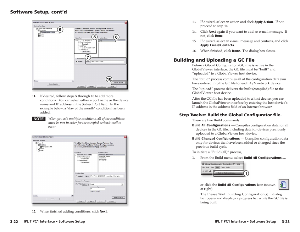Building and uploading a gc file, Step twelve: build the global configurator file, Software setup, cont’d | Extron Electronics IPL T PC1i Setup Guide User Manual | Page 23 / 27