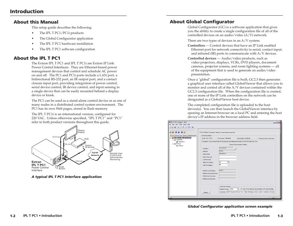 About this manual, About the ipl t pc1, About global configurator | Introduction | Extron Electronics IPL T PC1i Setup Guide User Manual | Page 6 / 27
