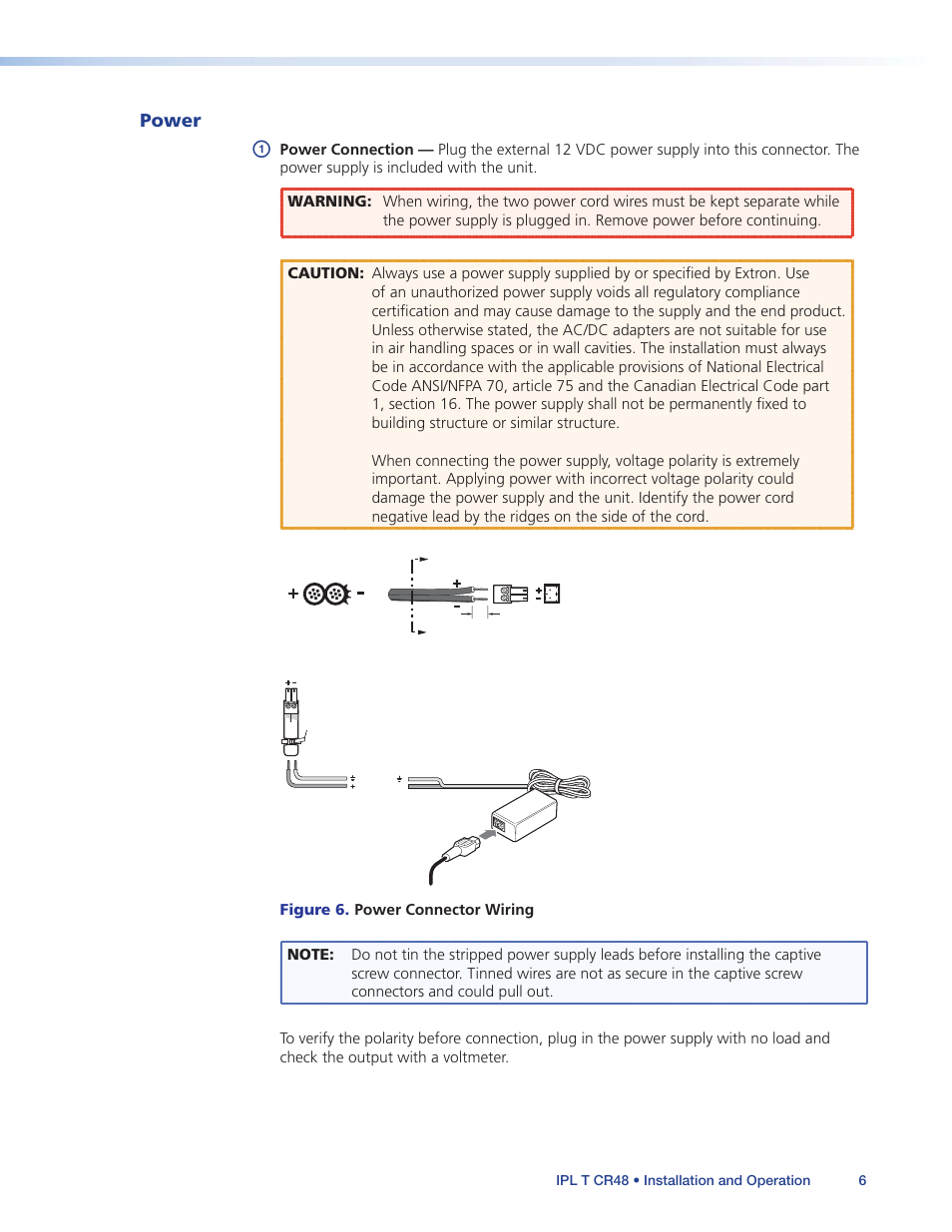 Power | Extron Electronics IPL T CR48 User Manual | Page 12 / 46