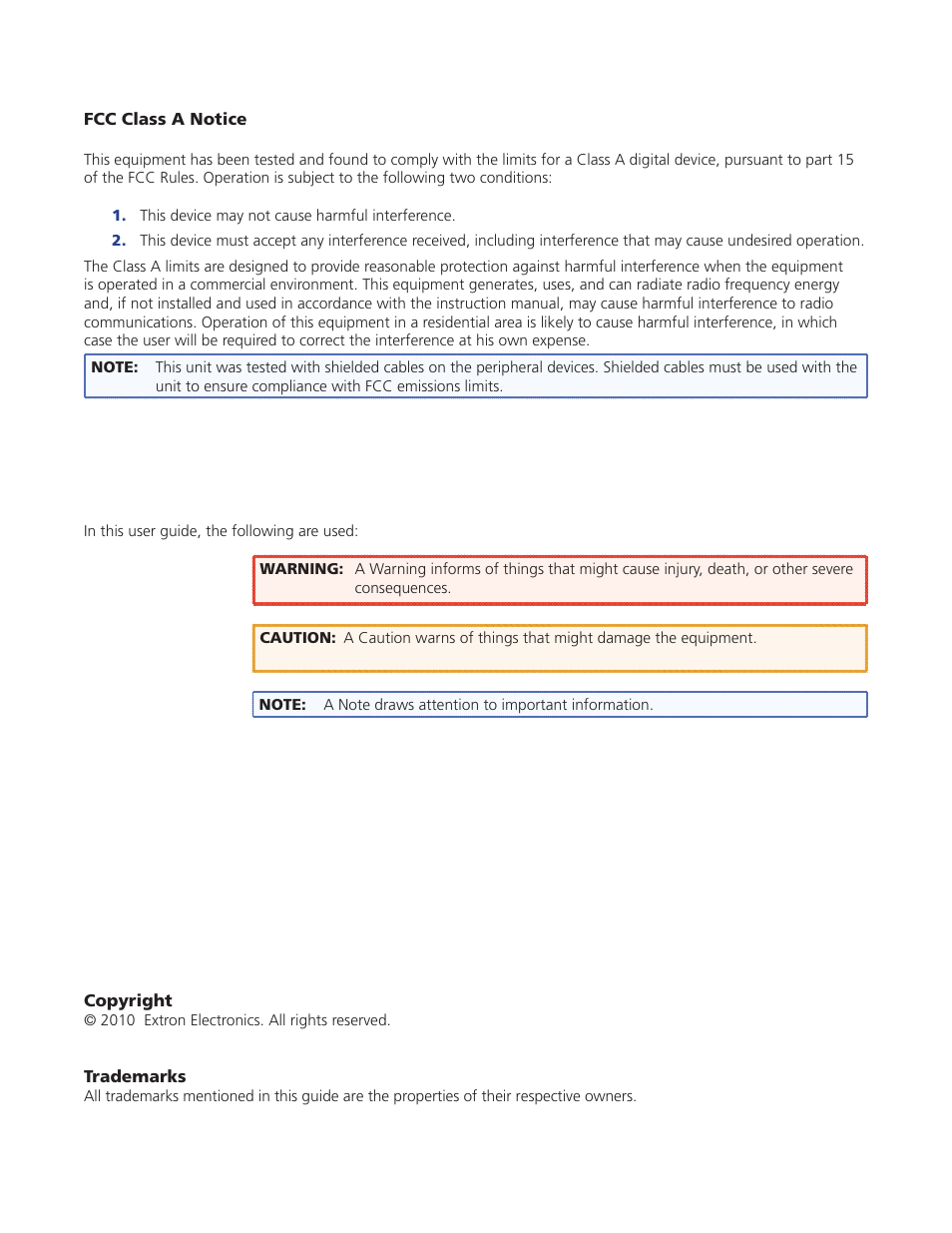 Fcc class a notice | Extron Electronics IPL T CR48 User Manual | Page 3 / 46