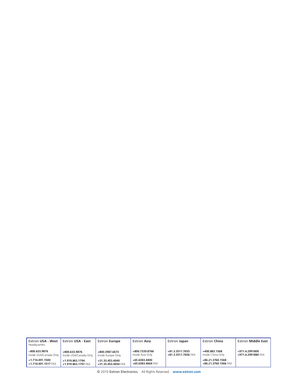 Contact information | Extron Electronics IPL T CR48 User Manual | Page 46 / 46