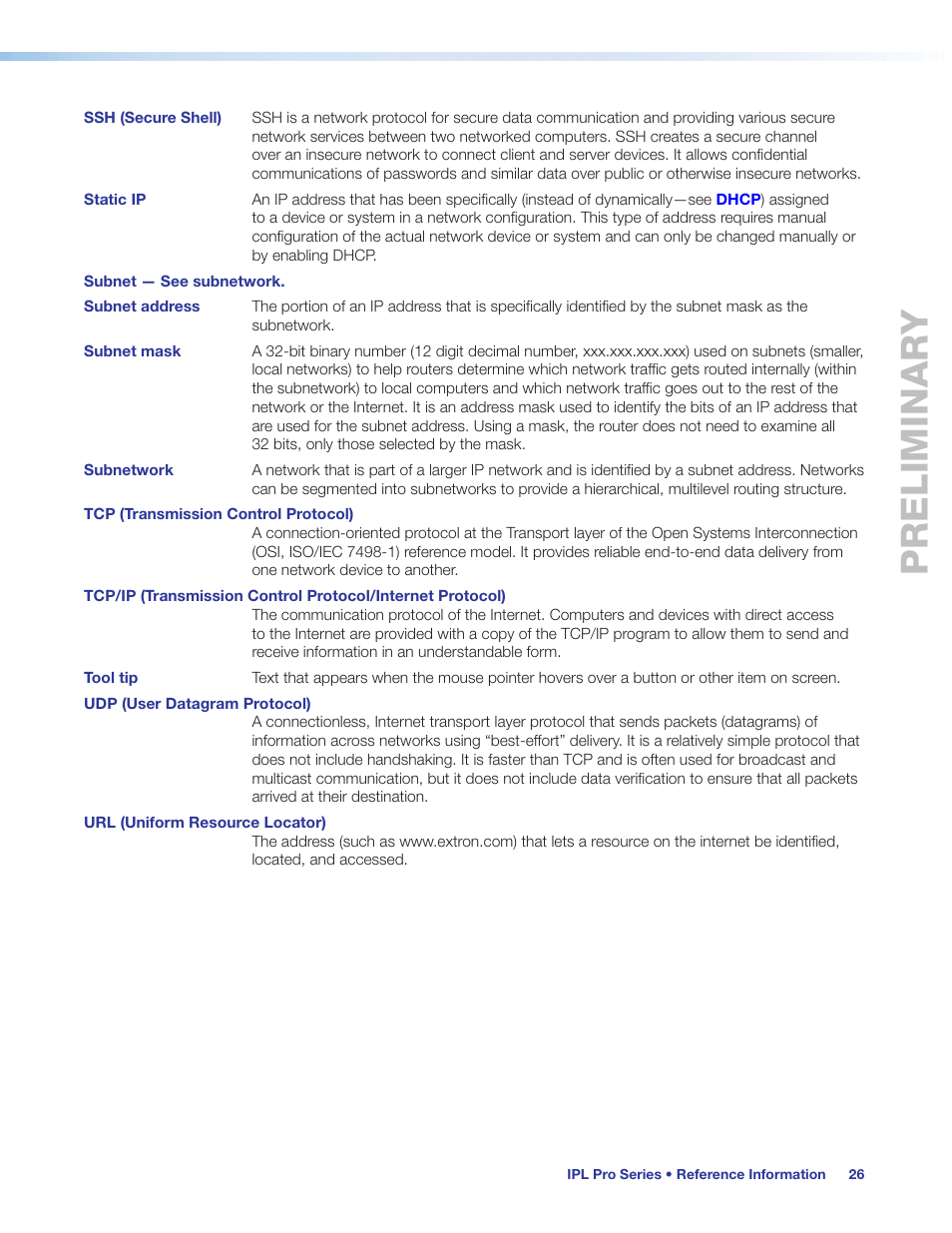 Preliminary | Extron Electronics IPL Pro Series User Guide PRELIMINARY User Manual | Page 32 / 39