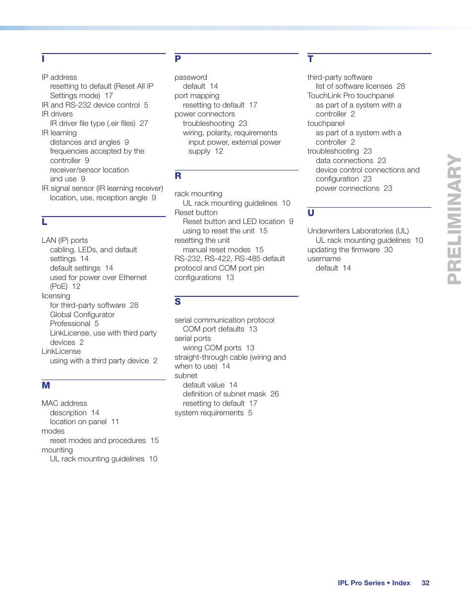 Preliminary | Extron Electronics IPL Pro Series User Guide PRELIMINARY User Manual | Page 38 / 39