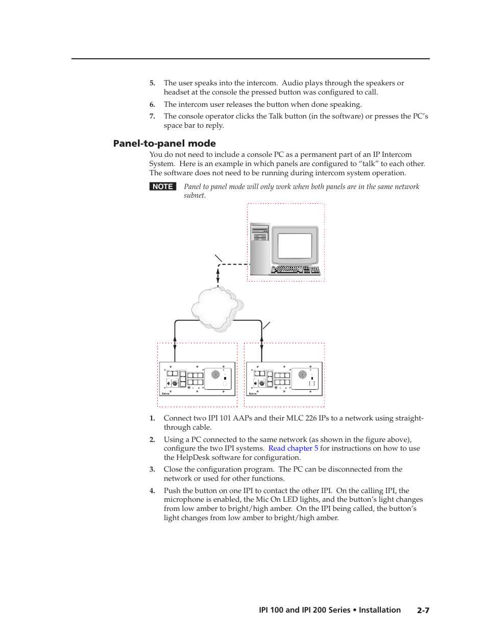 Panel-to-panel mode, Panel-to-panel mode -7, Panel-to-panel mode | Extron Electronics IPI 200 Series User Guide User Manual | Page 21 / 86