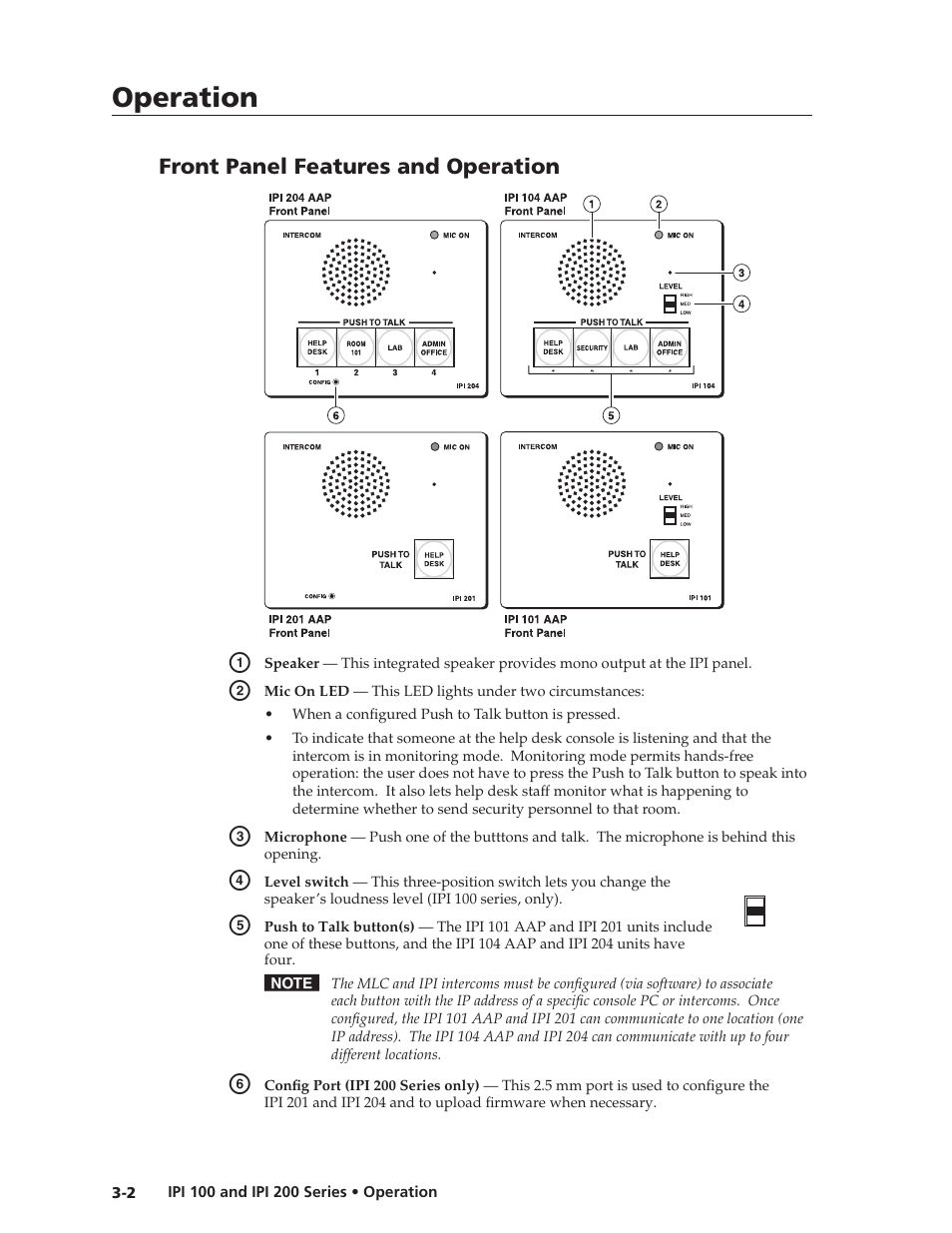 Front panel features and operation, Front panel features and operation, Operation | Extron Electronics IPI 200 Series User Guide User Manual | Page 26 / 86