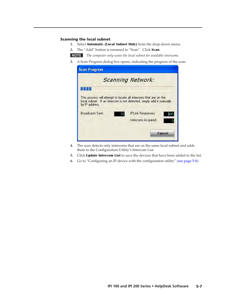 Scanning the local subnet, Scanning the local subnet -7 | Extron Electronics IPI 200 Series User Guide User Manual | Page 41 / 86