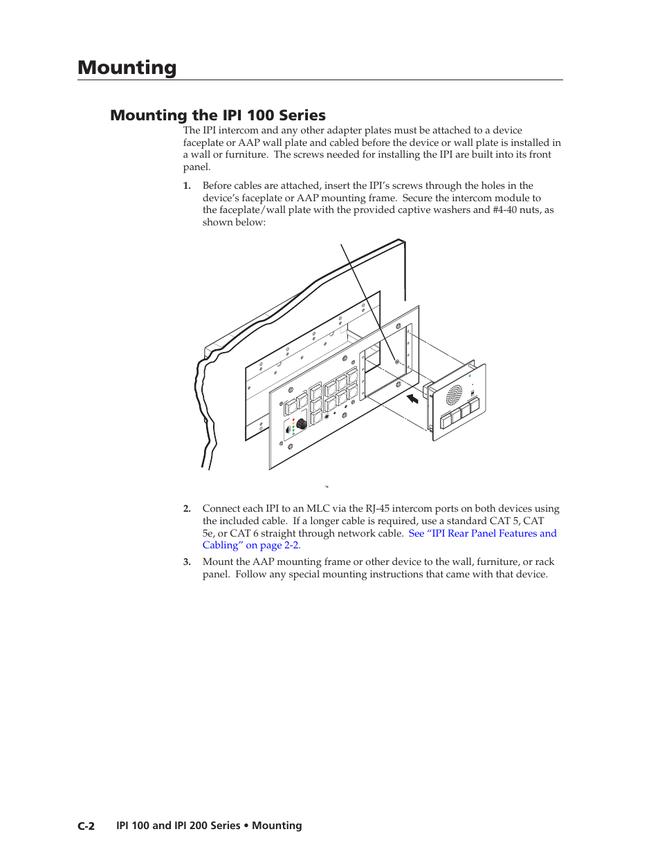 Mounting the ipi 100 series, Mounting, Hig h me d lo w 1 2 3 4 | Extron mlc 226 ip aap, Extron ipi 104 aap, 40 nut w/ captive washer (included) | Extron Electronics IPI 200 Series User Guide User Manual | Page 78 / 86