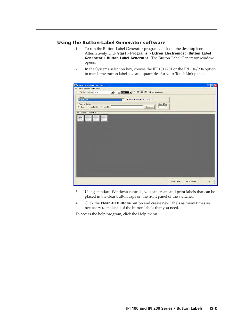 Using the button-label generator software | Extron Electronics IPI 200 Series User Guide User Manual | Page 83 / 86