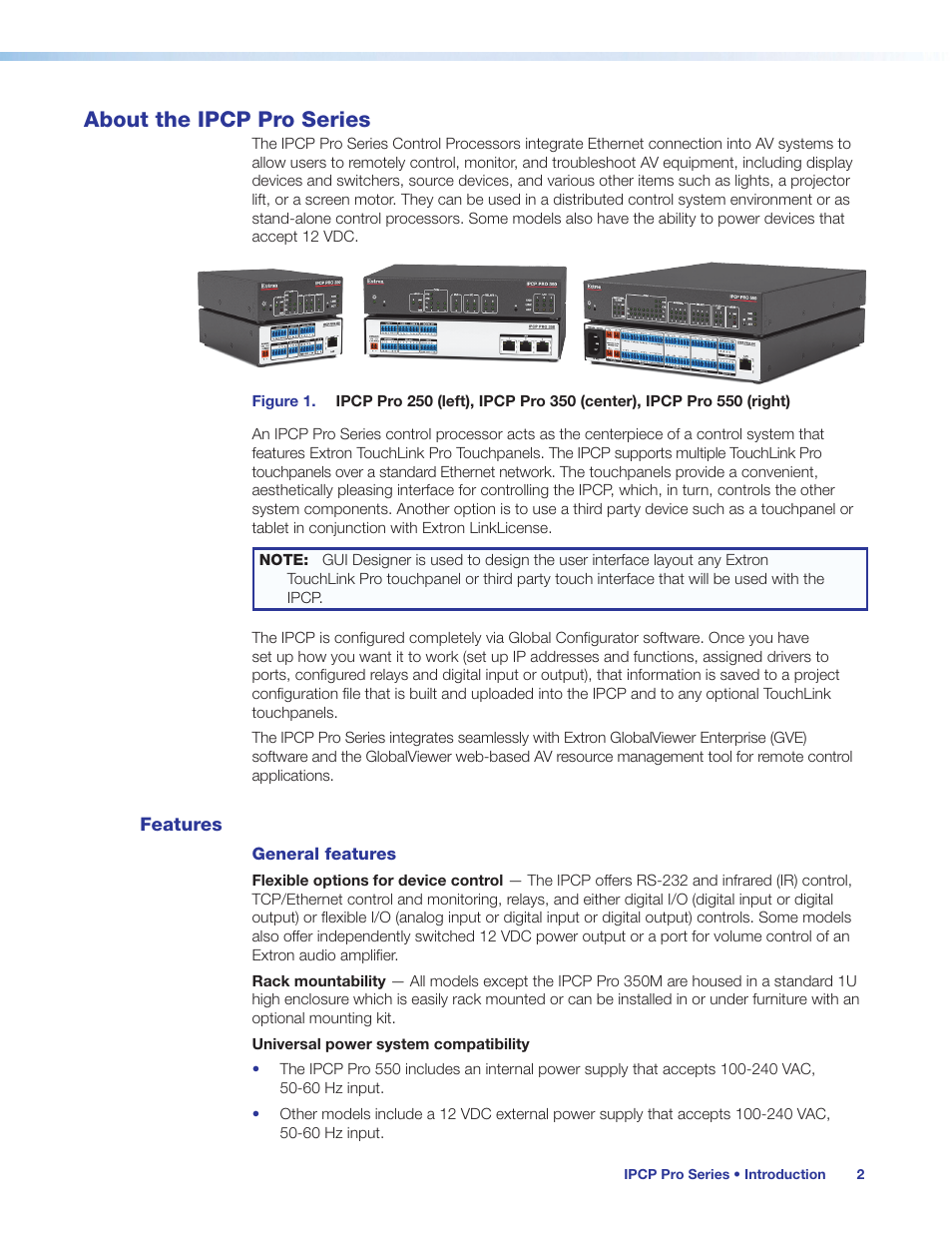 About the ipcp pro series, Features, About the ipcp pro | Preliminary | Extron Electronics IPCP Pro Series User Guide User Manual | Page 8 / 47