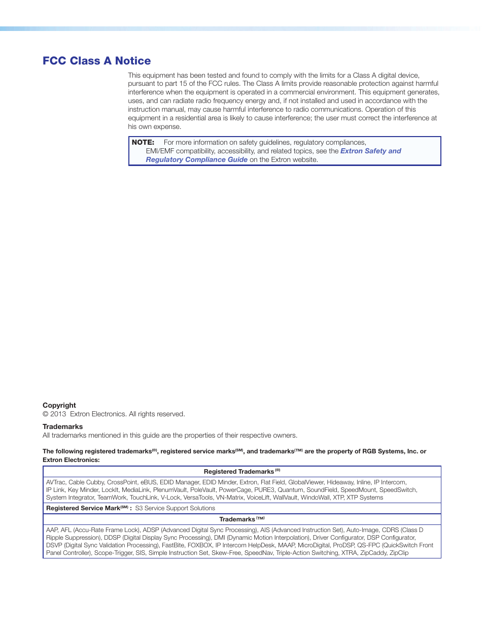 Fcc class a notice | Extron Electronics IPCP 505 User Guide User Manual | Page 3 / 96