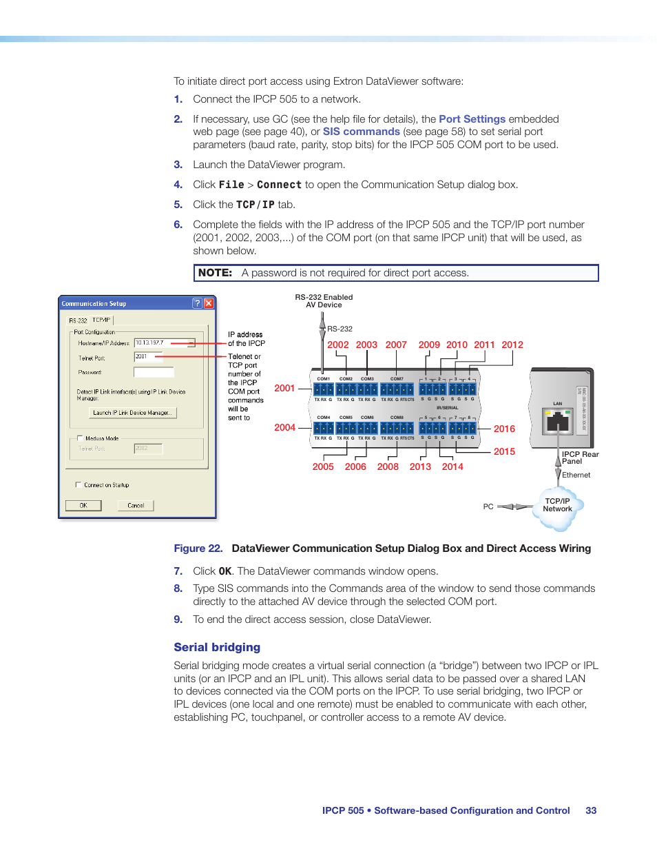 Serial bridging | Extron Electronics IPCP 505 User Guide User Manual | Page 39 / 96