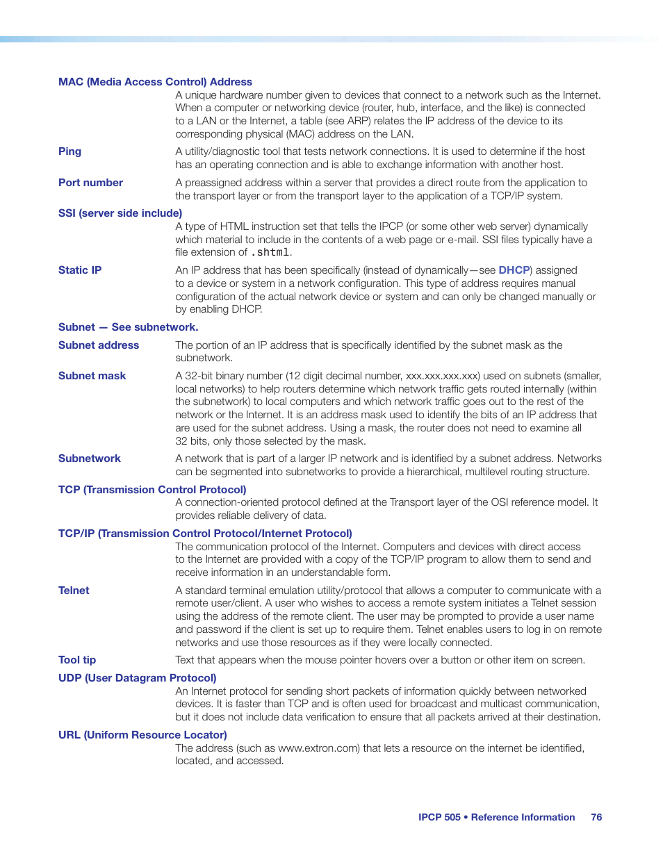 Extron Electronics IPCP 505 User Guide User Manual | Page 82 / 96
