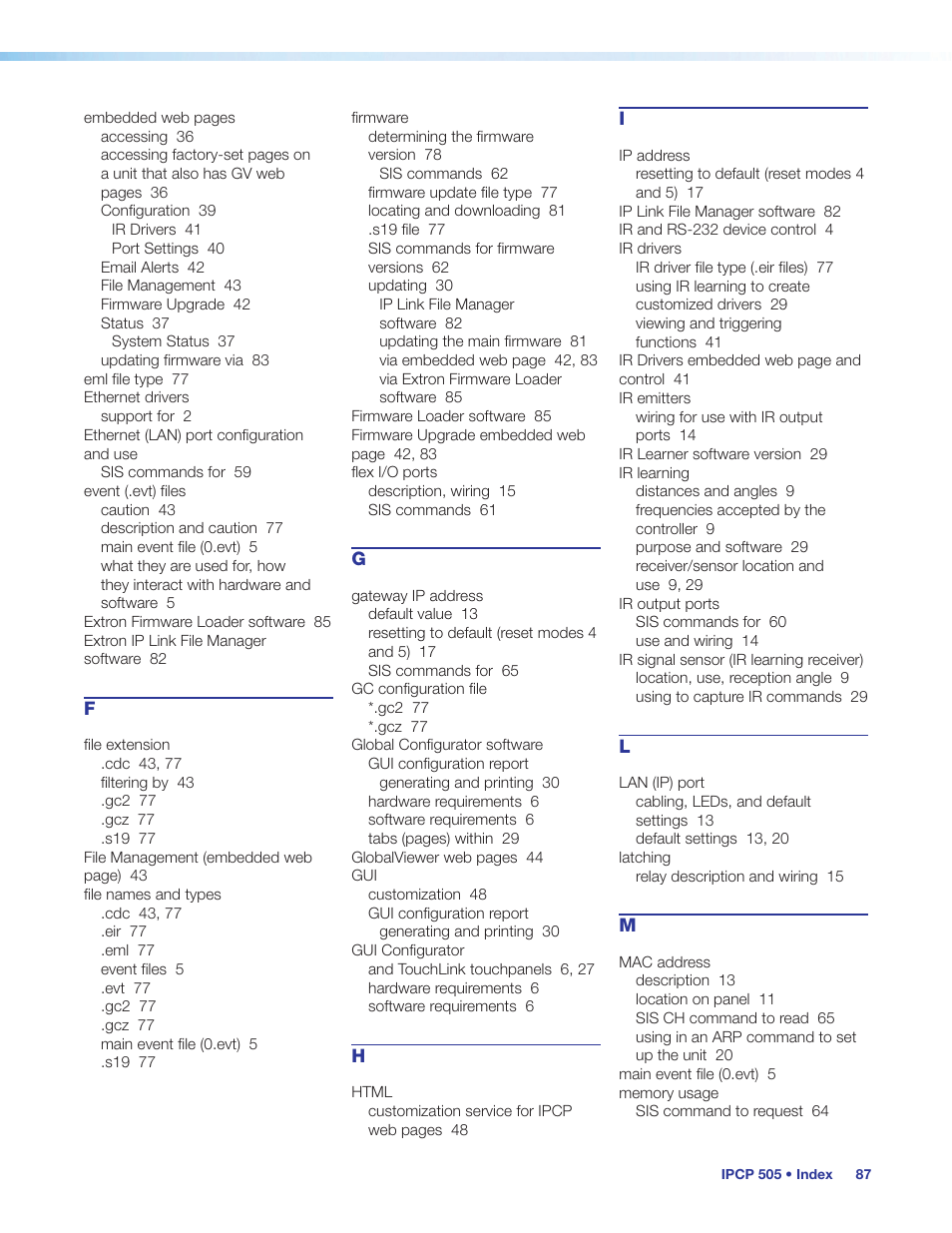 Extron Electronics IPCP 505 User Guide User Manual | Page 93 / 96