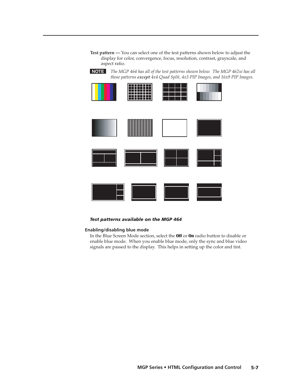 Enabling/disabling blue mode, Enabling/disabling blue mode -7, Preliminar y | Extron Electronics MGP 462xi Series User Manual | Page 103 / 146