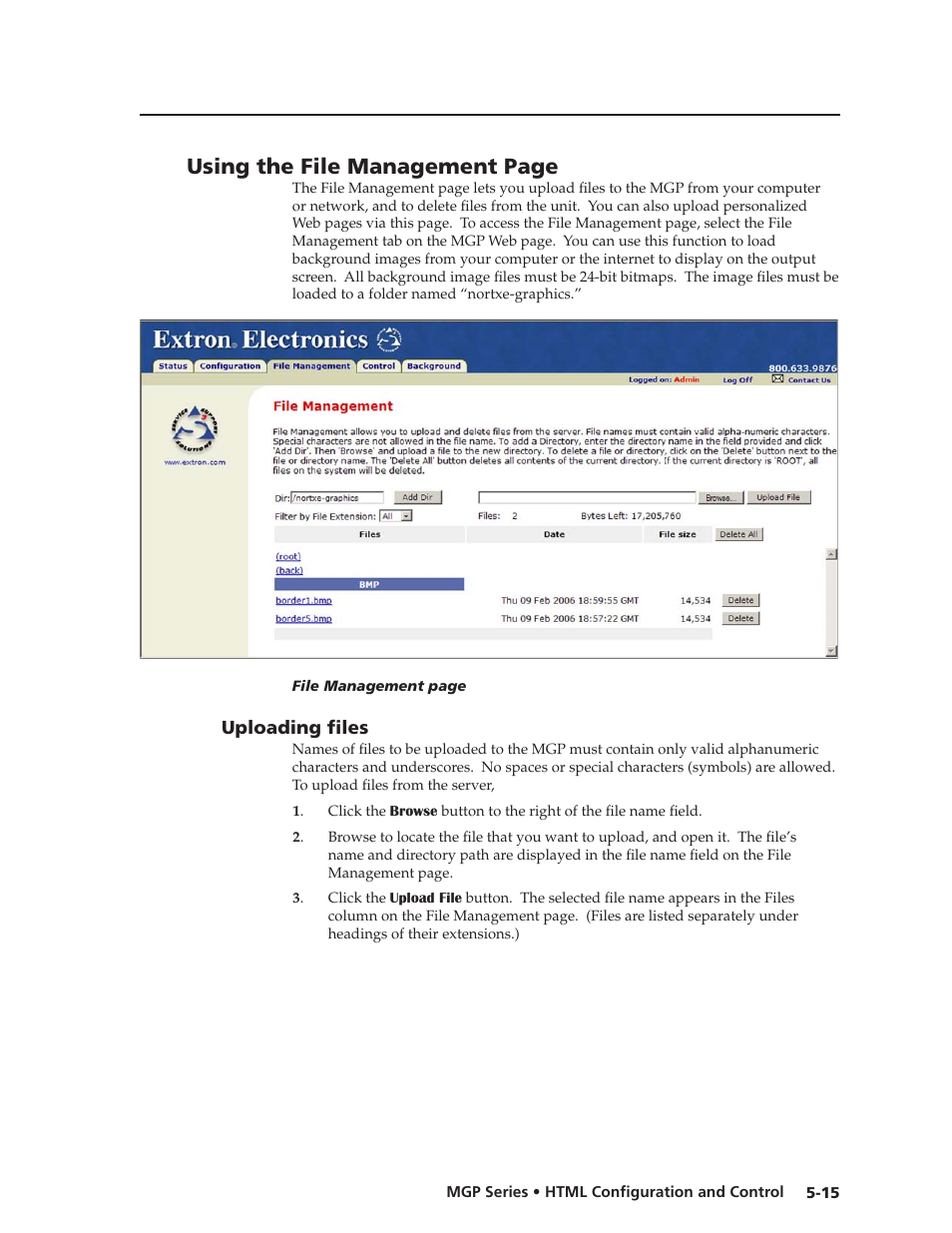 Uploading files, Uploading files, Preliminar y | Extron Electronics MGP 462xi Series User Manual | Page 111 / 146