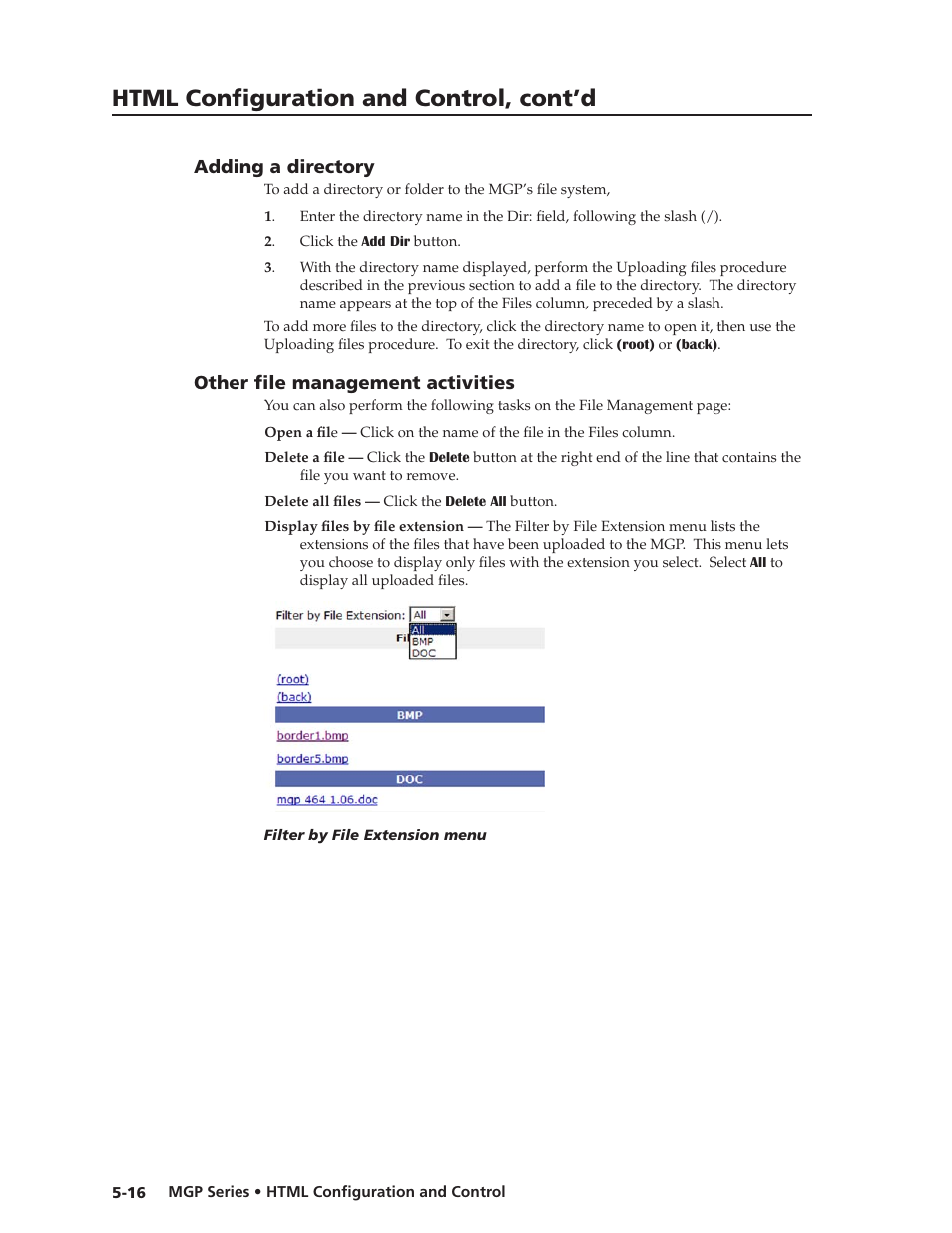 Adding a directory, Other file management activities, Adding a directory | Other file management activities, Preliminar y, Html configuration and control, cont’d | Extron Electronics MGP 462xi Series User Manual | Page 112 / 146