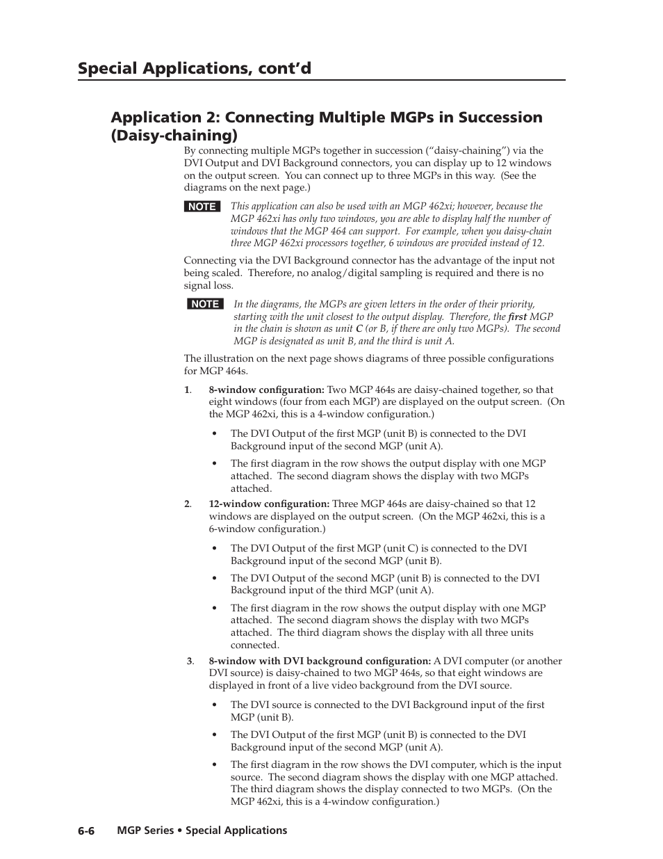 Daisy-chaining), Preliminar y, Special applications, cont’d | Extron Electronics MGP 462xi Series User Manual | Page 128 / 146