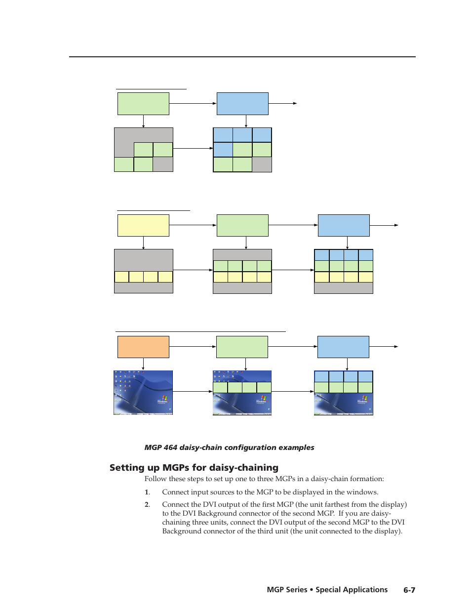 Setting up mgps for daisy-chaining, Setting up mgps for daisy-chaining, Preliminar y | 7 mgp series • special applications | Extron Electronics MGP 462xi Series User Manual | Page 129 / 146