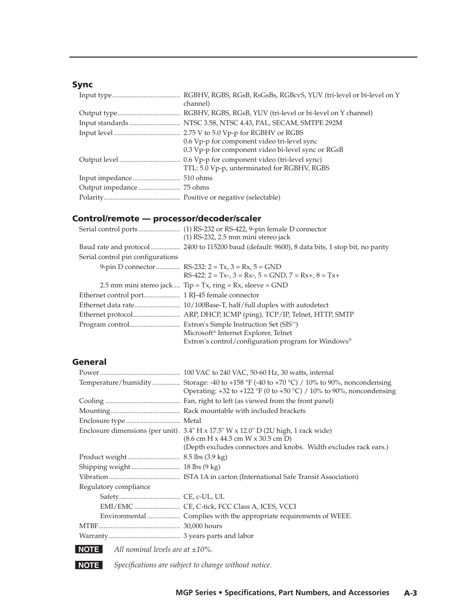 Preliminar y | Extron Electronics MGP 462xi Series User Manual | Page 133 / 146