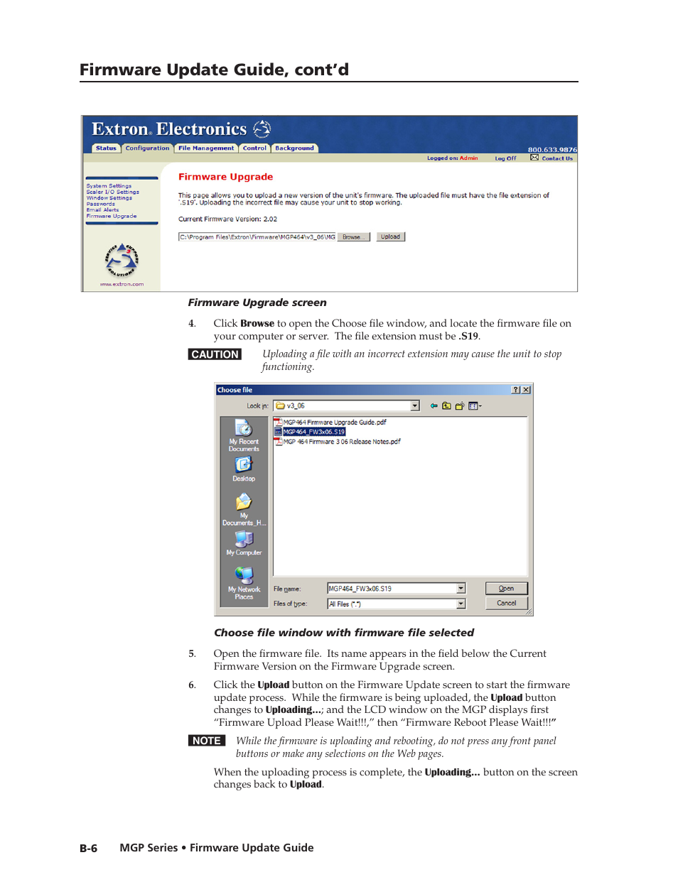 Preliminar y, Firmware update guide, cont’d | Extron Electronics MGP 462xi Series User Manual | Page 140 / 146