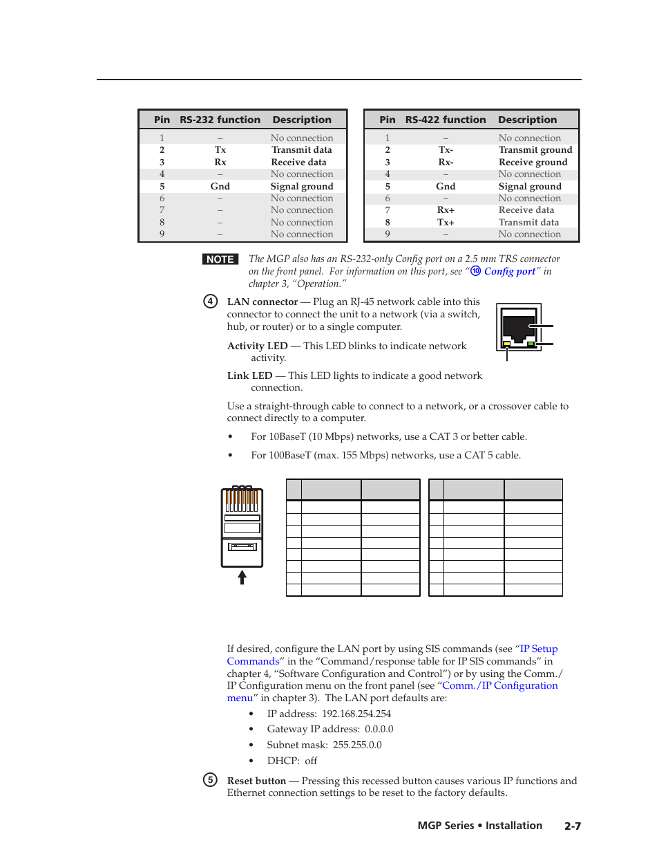 Lan connector, Preliminar y | Extron Electronics MGP 462xi Series User Manual | Page 21 / 146