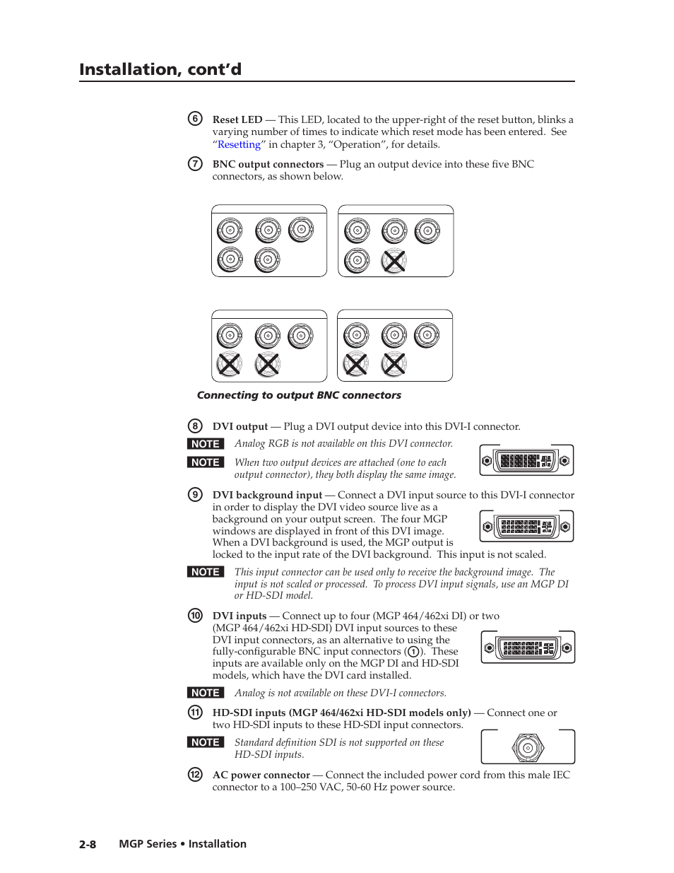 Preliminar y, Installation, cont’d | Extron Electronics MGP 462xi Series User Manual | Page 22 / 146