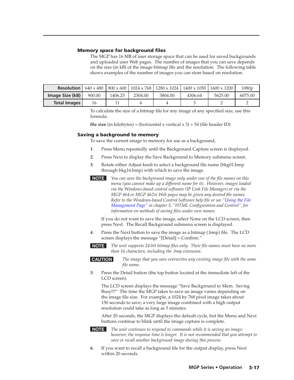 Memory space for background files, Saving a background to memory, Preliminar y | Extron Electronics MGP 462xi Series User Manual | Page 39 / 146