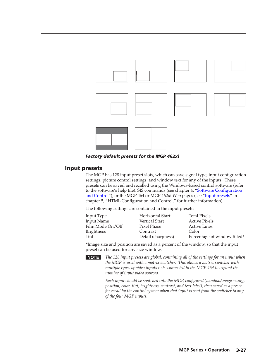 Input presets, Preliminar y | Extron Electronics MGP 462xi Series User Manual | Page 49 / 146