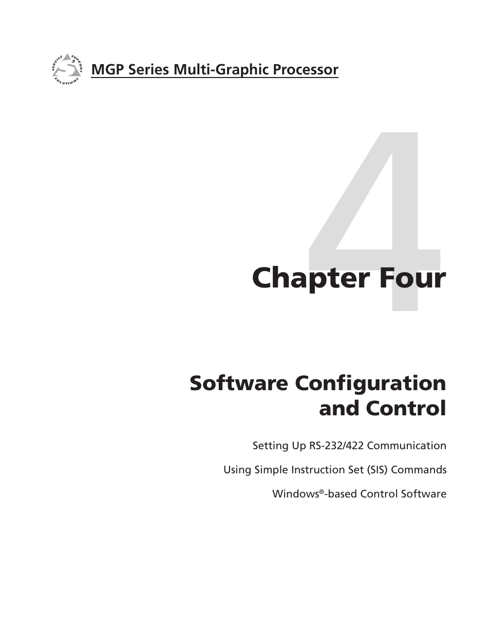 Chapter four, Software configuration and control, Chapter four • software configuration and control | Software configuration, And control, See chapter 4, Software, Configuration and control, Or by accessing the pr | Extron Electronics MGP 462xi Series User Manual | Page 53 / 146