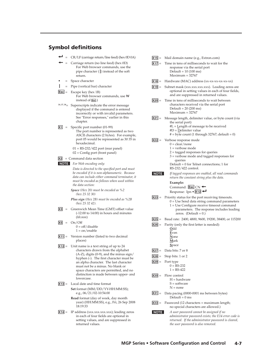 Symbol definitions, Preliminar y | Extron Electronics MGP 462xi Series User Manual | Page 59 / 146