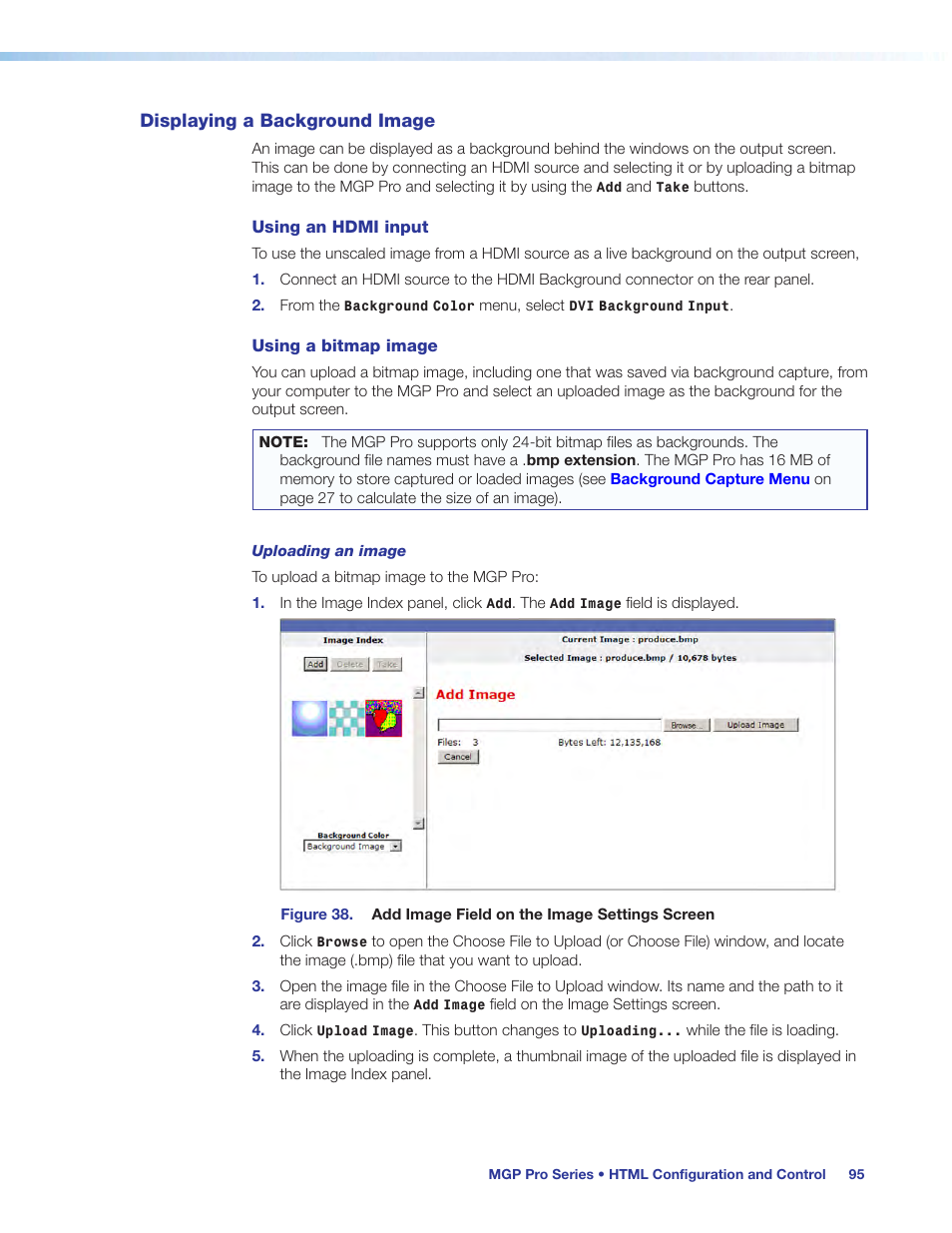 Displaying a background image | Extron Electronics MGP Pro Series User Guide User Manual | Page 101 / 123