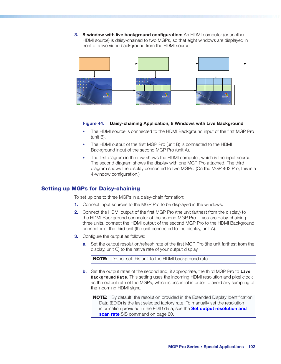 Setting up mgps for daisy-chaining | Extron Electronics MGP Pro Series User Guide User Manual | Page 108 / 123