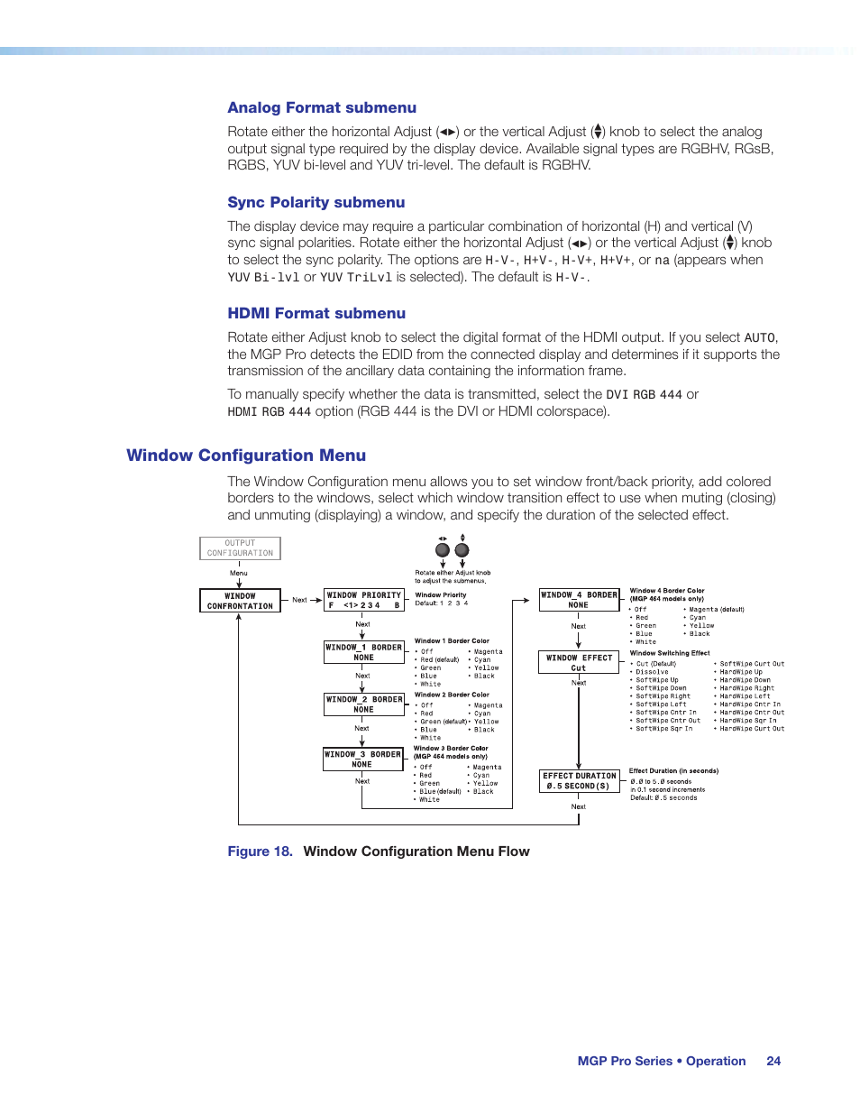 Window configuration menu | Extron Electronics MGP Pro Series User Guide User Manual | Page 30 / 123