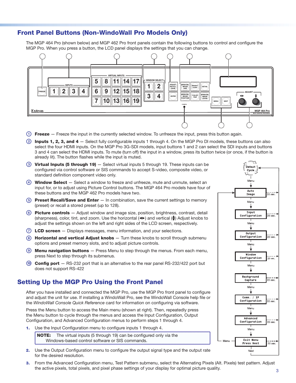 Setting up the mgp pro using the front panel, Product category | Extron Electronics MGP Pro and WindoWall Pro Series Setup Guide User Manual | Page 3 / 4