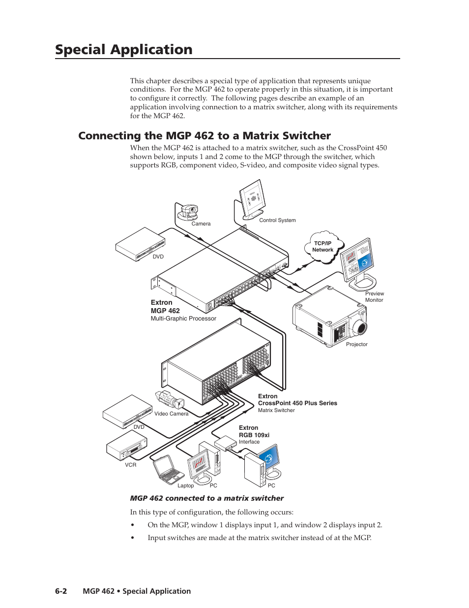 Special application, Connecting the mgp 462 to a matrix switcher | Extron Electronics MGP 462D User Manual | Page 106 / 130