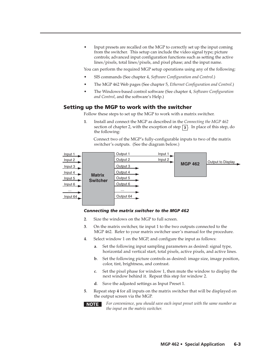 Setting up the mgp to work with the switcher | Extron Electronics MGP 462D User Manual | Page 107 / 130