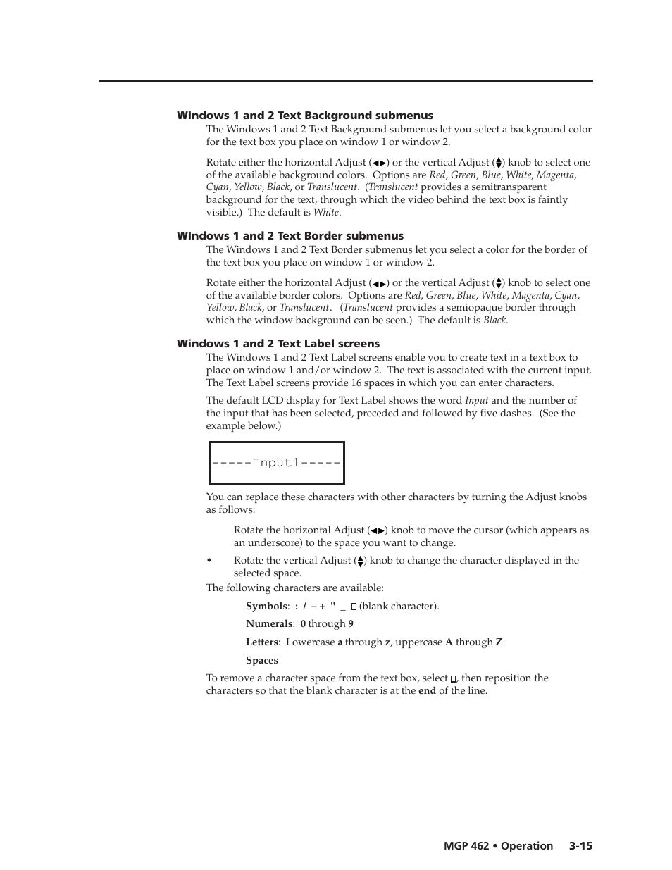 Input1 | Extron Electronics MGP 462D User Manual | Page 37 / 130