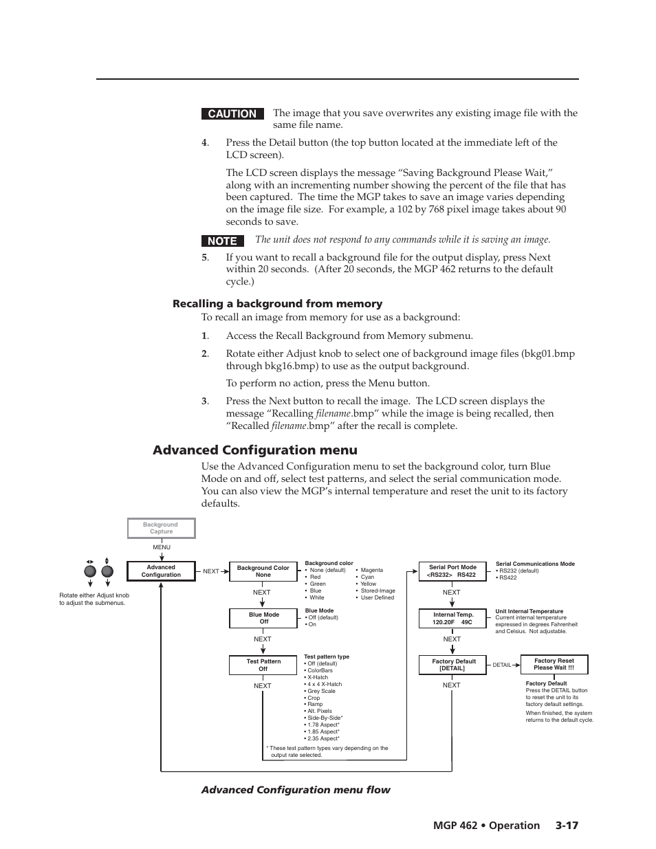 Advanced configuration menu | Extron Electronics MGP 462D User Manual | Page 39 / 130