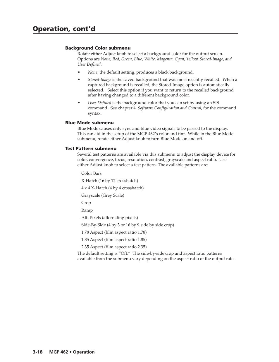 Operation, cont’d | Extron Electronics MGP 462D User Manual | Page 40 / 130