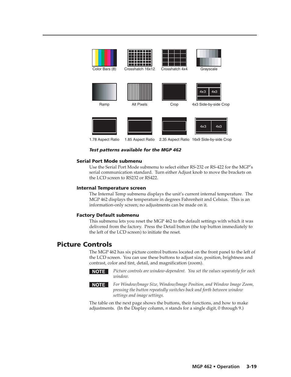 Picture controls | Extron Electronics MGP 462D User Manual | Page 41 / 130