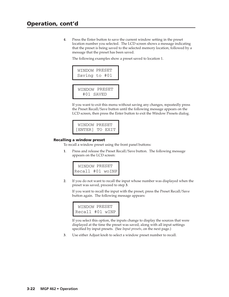 Operation, cont’d | Extron Electronics MGP 462D User Manual | Page 44 / 130