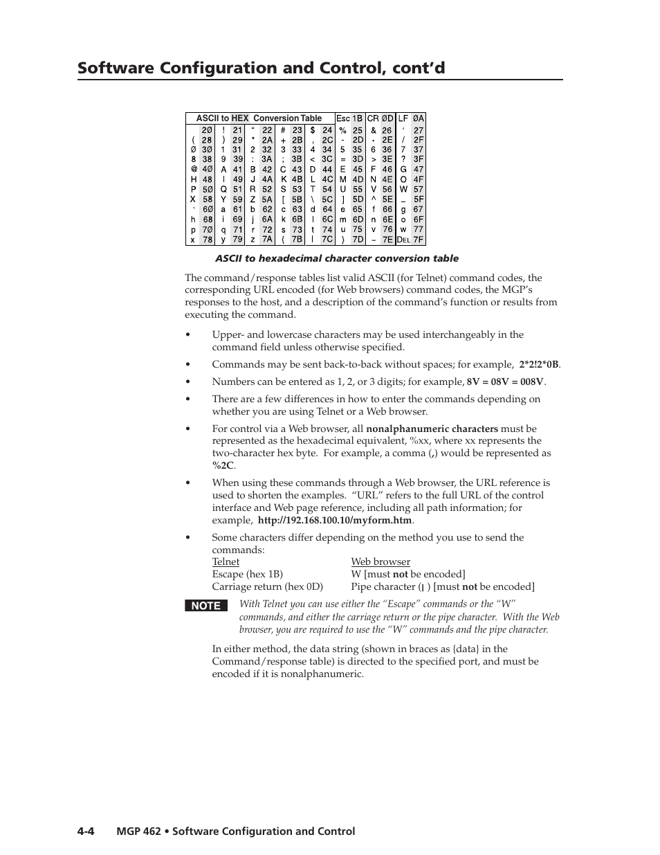 Software configuration and control, cont’d | Extron Electronics MGP 462D User Manual | Page 52 / 130