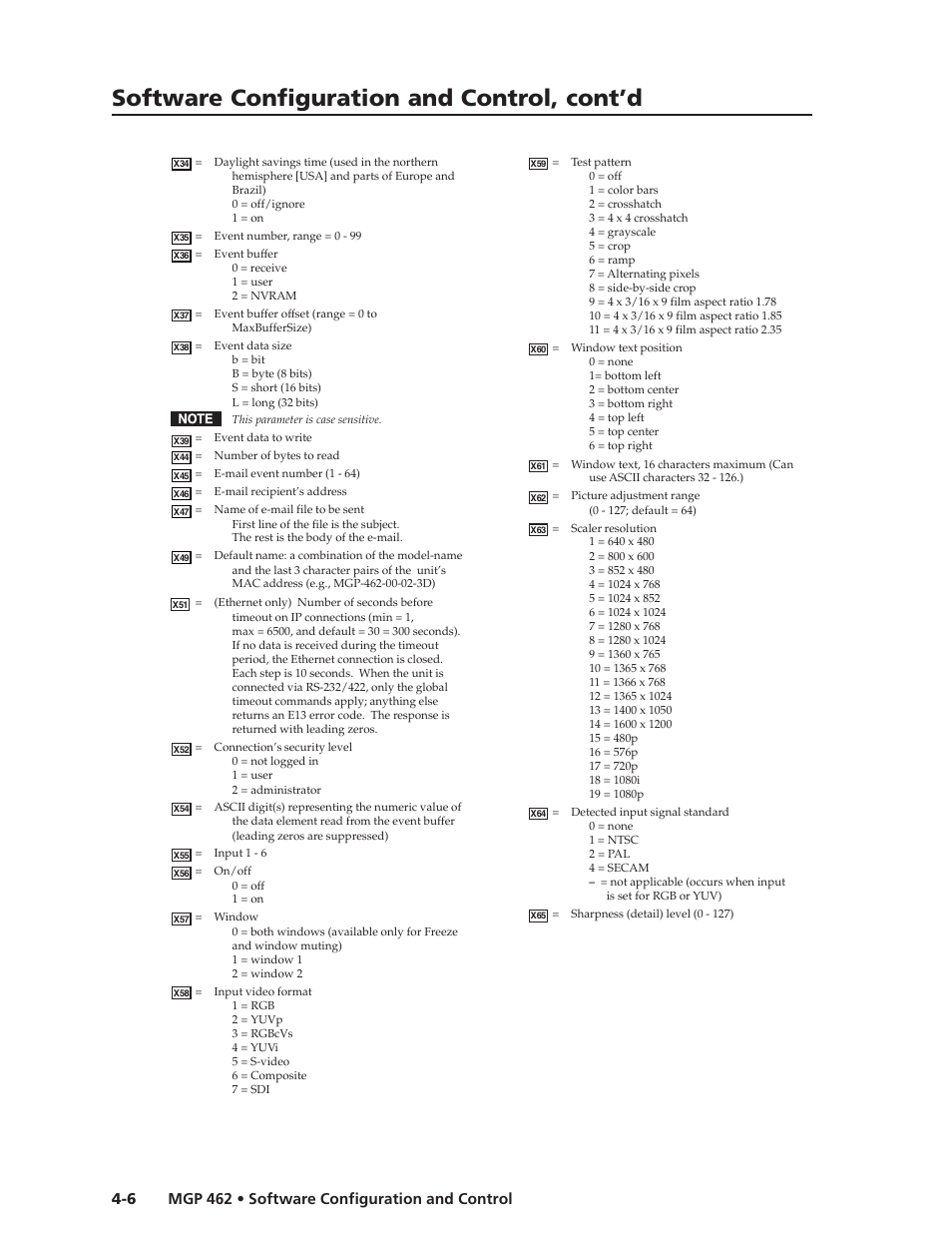 Software configuration and control, cont’d | Extron Electronics MGP 462D User Manual | Page 54 / 130