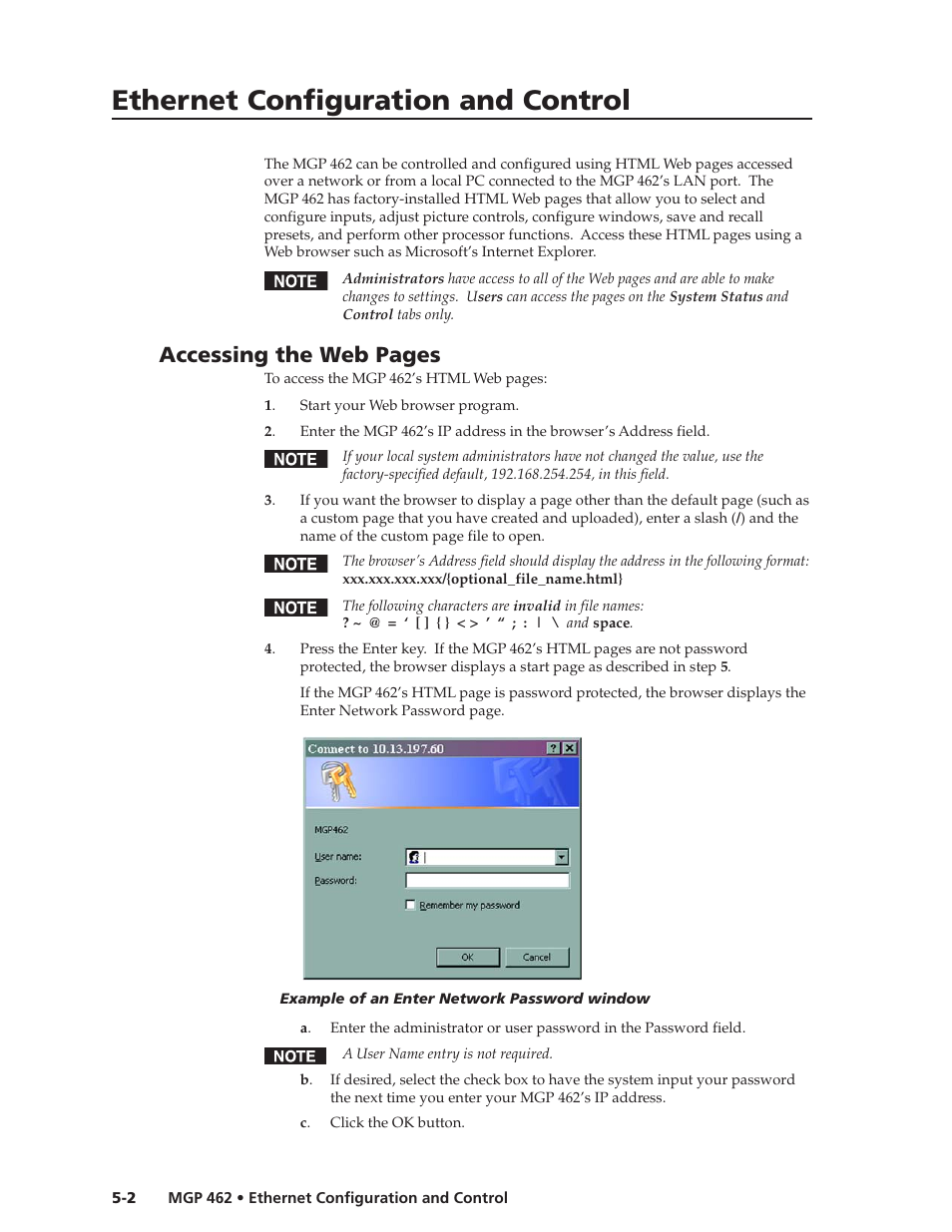 Ethernet configuration and control, Accessing the web pages | Extron Electronics MGP 462D User Manual | Page 86 / 130