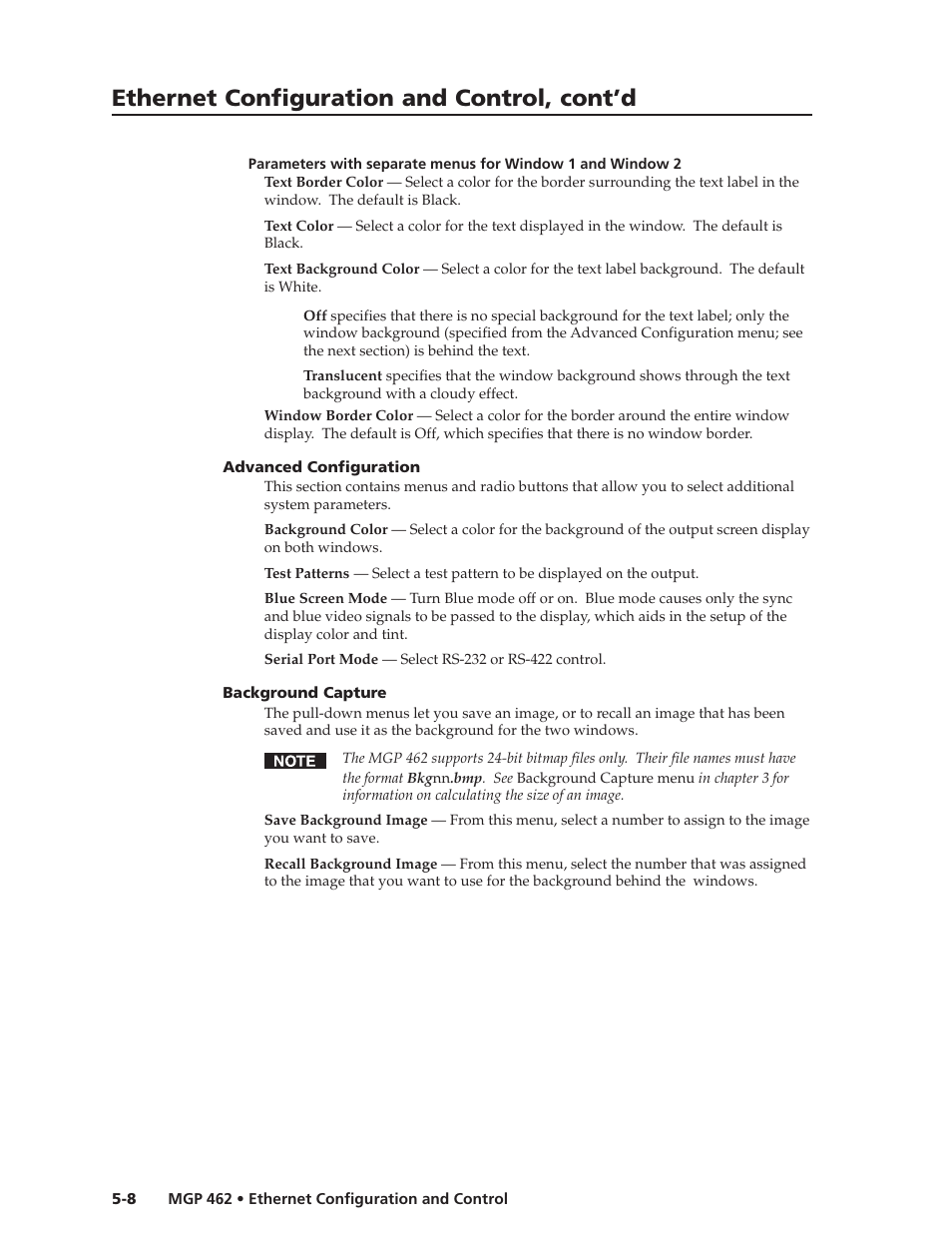 Ethernet configuration and control, cont’d | Extron Electronics MGP 462D User Manual | Page 92 / 130