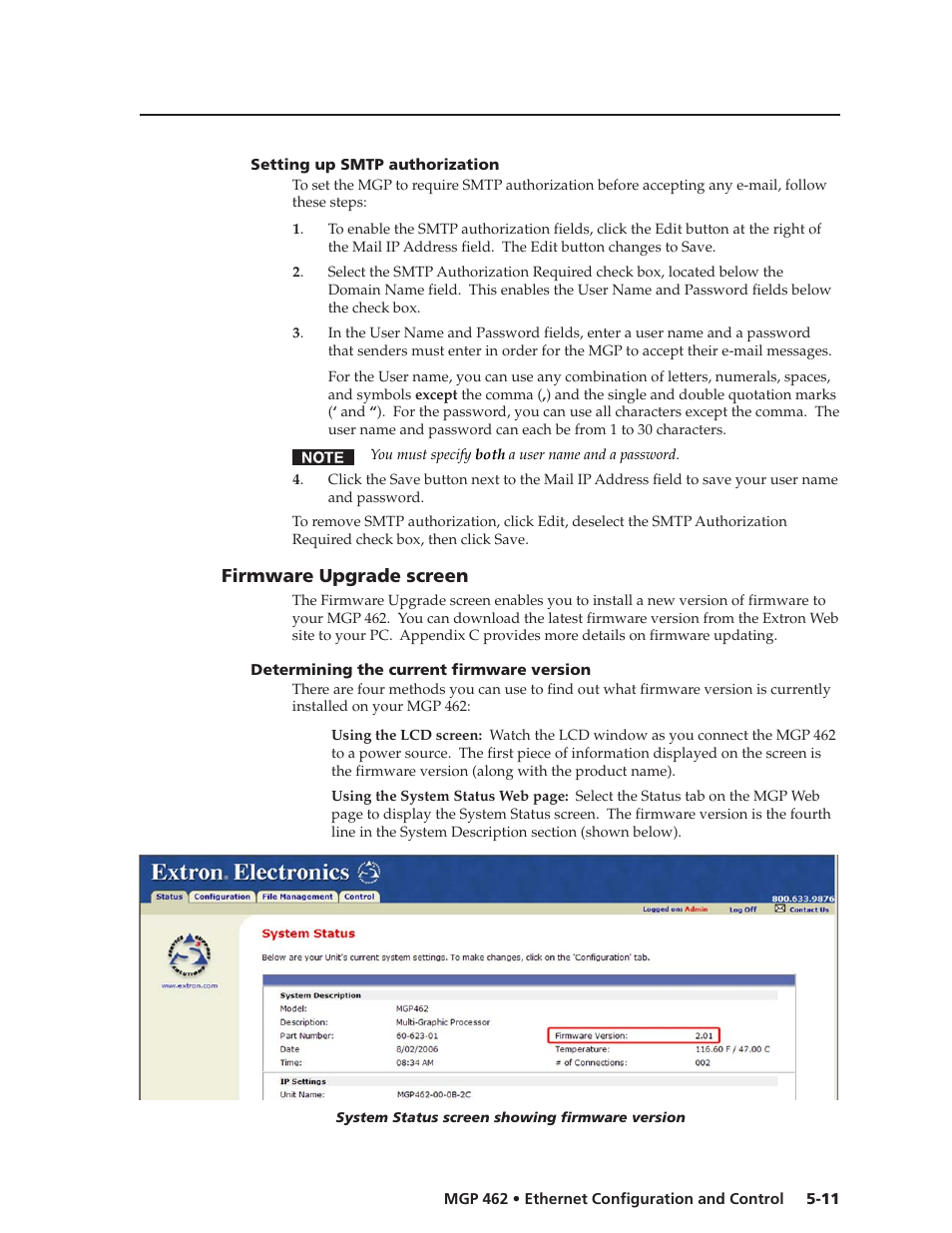 Firmware upgrade screen | Extron Electronics MGP 462D User Manual | Page 95 / 130